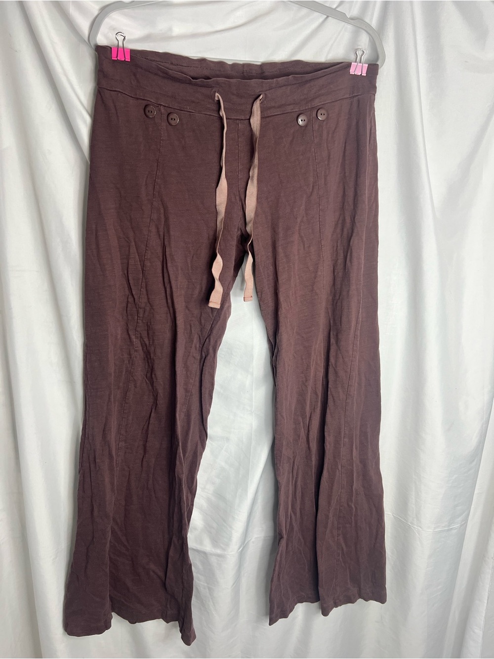 Anthropologie 100% Cotton Brown Wide-Leg Drawstring Pants